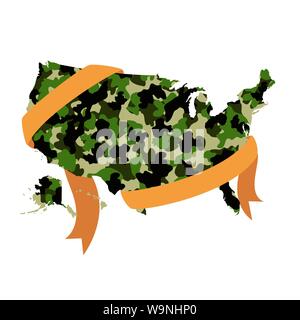 United States map avec icône texture militaire Illustration de Vecteur