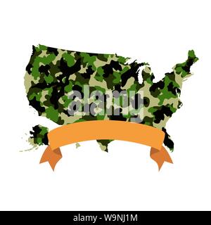 United States map avec icône texture militaire Illustration de Vecteur