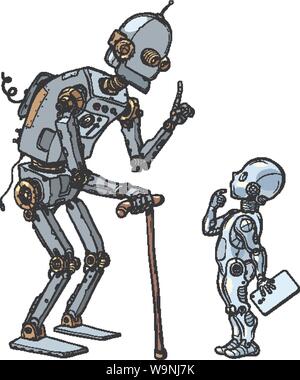 Ancien et nouveau robot Illustration de Vecteur