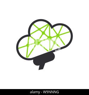 Logo du cerveau pense modèle concept idée d'icône de la pensée de remue-méninges Illustration de Vecteur