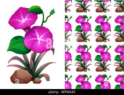 Seamless background design avec morning glory rose fleurs illustration Illustration de Vecteur