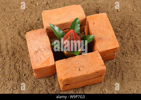 High angle view of Bhoomi Pujan Stock Photo