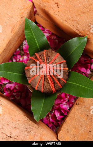 High angle view of Bhoomi Pujan Stock Photo