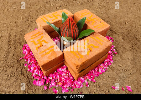 High angle view of Bhoomi Pujan Stock Photo