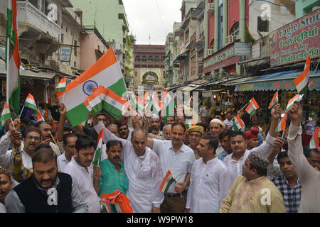 La ville d'Ajmer, Inde. 14Th Aug 2019. tiranga yatra en face de ajmer dargah le 14 août 2019 Photo par shaukat ahmedIndependence dans Ajmer fête le 14 août 2019, que l'Inde se prépare à célébrer son 73e anniversaire de l'indépendance de l'autorité britannique le 15 août, Ajmer, Rajasthan, Inde (Photo de Shaukat Ahmed/Pacific Press) Credit : Pacific Press Agency/Alamy Live News Banque D'Images