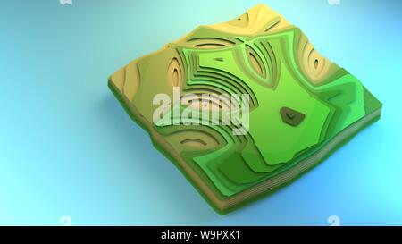 Le rendu 3D voler plus de vue du schéma de l'environnement de l'élément graphique stylisé creative design conception exemple diorama forêt verte domaines planification de plancher Banque D'Images