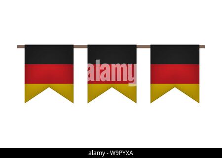 Allemagne garland avec les drapeaux. L'Oktoberfest. Carnaval Festival et événement. Vector illustration. Noir, rouge, jaune Illustration de Vecteur
