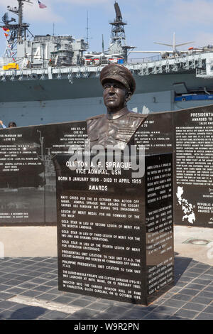 Un mémorial pour le Vice amiral Clifton Albert Frederick ('Ziggy') Sprague, San Diego, Californie Banque D'Images