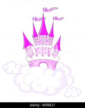 Château fantaisie vecteur sur les nuages blancs Illustration de Vecteur