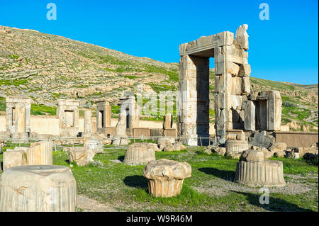 Persepolis, Ruines de la palais Hadish, la province du Fars, République islamique d'Iran Banque D'Images