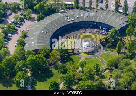 Vue aérienne, Ringlokschuppen, centre culturel, Mülheim an der Ruhr, Ruhr, Rhénanie du Nord-Westphalie, Allemagne Banque D'Images