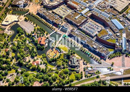 Vue aérienne, Centro Oberhausen, centre commercial, Neue Mitte, Oberhausen, Ruhr, Rhénanie du Nord-Westphalie, Allemagne Banque D'Images