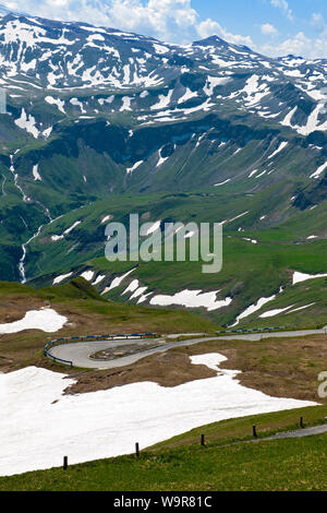 Vieille route alpine du Grossglockner, winding road, pavés, Roma, east Tyrol, Autriche, Europe Banque D'Images