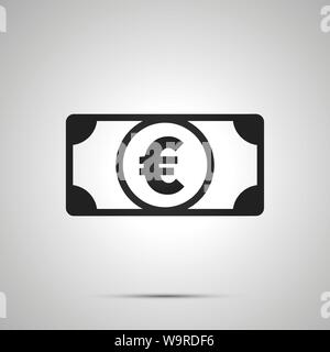 Résumé de l'argent avec des billets en euros, simple icône noire avec ombre sur gris Illustration de Vecteur