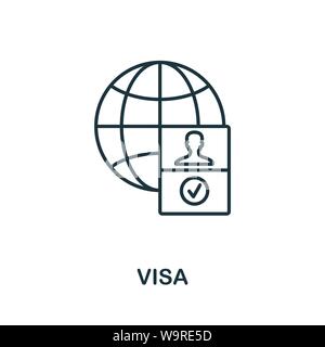 L'icône Contour de visa. Fine ligne de l'élément concept collection d'icônes. Visa pour l'icône de création d'applications mobiles et l'utilisation du web Illustration de Vecteur