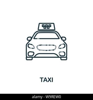 L'icône Contour de taxi. Fine ligne de l'élément concept tourism icons collection. Taxi pour l'icône de création d'applications mobiles et l'utilisation du web Illustration de Vecteur