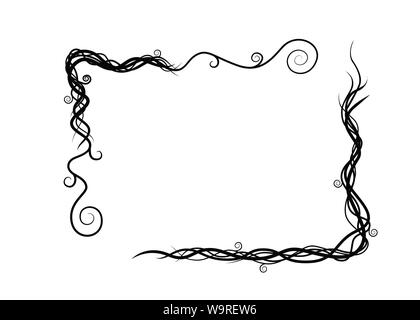 Silhouette noire plante vigne sauvage abstrait trame branches télévision vector illustration isolé sur fond blanc. Illustration de Vecteur