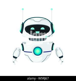 La lévitation moderne blanc mignon robot avec happy face télévision vector illustration isolé sur fond blanc Illustration de Vecteur