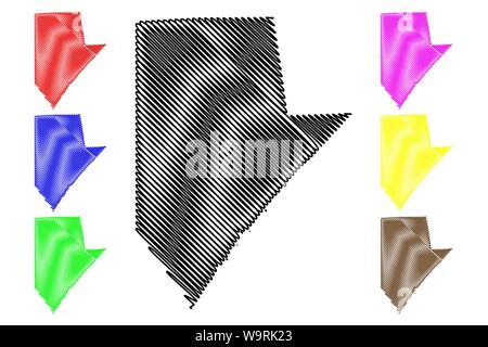 Région du Juba inférieur (République fédérale de Somalie, Corne de l'Afrique) map vector illustration, scribble sketch carte du Juba inférieur Illustration de Vecteur