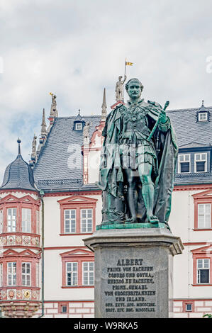 La Franconie Coburg, Allemagne) : Place du Marché avec memorial de Prince Albert ; Guanaco (Franken, Deutschland) : Marktplatz mit Denkmal für Prinz Albert Banque D'Images