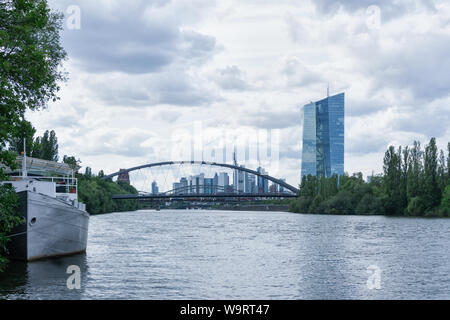 Le nouveau bâtiment de la Banque centrale européenne à l'est de Francfort-sur-le-main, Skyline, Allemagne, europäischen zentralbank Banque D'Images