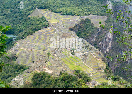 Vue de Machu Picchu de Hayna Picchu mountain Banque D'Images