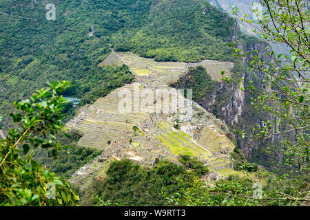 Vue de Machu Picchu de Hayna Picchu mountain Banque D'Images