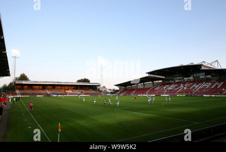 Une vue générale de jouer au cours de l'UEFA Europa League en troisième tour de qualification deuxième match aller à l'Hippodrome de la masse, Wrexham. Banque D'Images