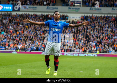 Glasgow, Royaume-Uni. Août 15, 2019. Le troisième tour de qualification de l'UEFA Europa League 2019-2020 entre les Glasgow Rangers et le FC Midtjylland a été joué à Ibrox stadium, Glasgow le terrain du Rangers qui vont dans cette ronde avec un 4 -2 du plomb. Rangers a remporté 3 -1 d'aller jusqu'au tour suivant. Credit : Findlay/Alamy Live News Banque D'Images