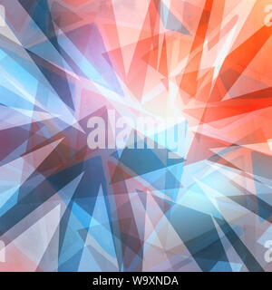 Résumé Les formes triangle en couches modèle aléatoire, orange bleu et violet sur fond blanc, transparent triangle géométrique Conception d'arrière-plan Banque D'Images