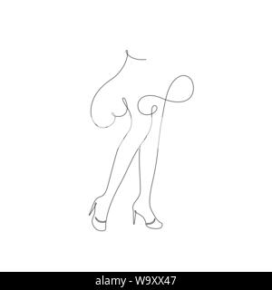 Les jambes des femmes sur fond blanc. Un style de dessin de la ligne. Illustration de Vecteur