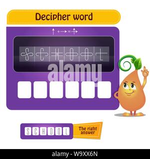 Jeu visuel pour enfants et adultes . Jeu de tâches déchiffrer mot Illustration de Vecteur