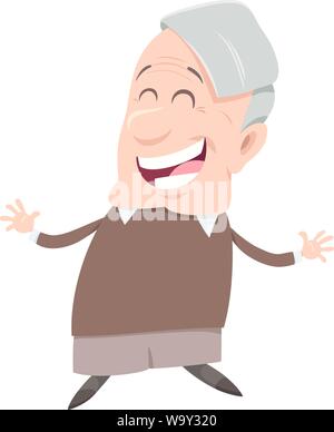 Cartoon illustration de Happy Senior Man personnage comique Illustration de Vecteur