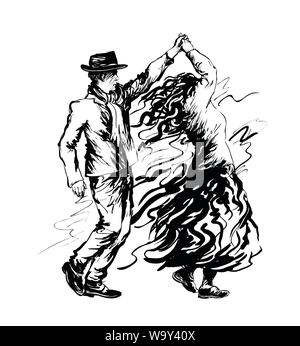 Couple dancing people Illustration de Vecteur