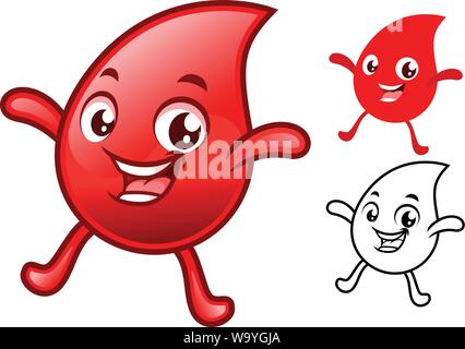 Heureux Bood Drop Cartoon character design, dont une télévision et les Dessins Dessins, Illustration, dans des arrière-plan blanc. Illustration de Vecteur