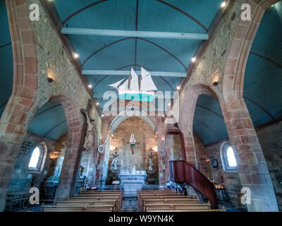 Intérieur de la chapelle Notre-Dame de Rocamadour , Camaret-sur-Mer, Finistère, Bretgane, France Banque D'Images