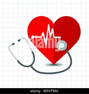 L'icône de cœur avec un stéthoscope. Vector illustration Illustration de Vecteur