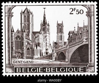 Gand, Gent, timbre-poste, Belgique, 1971 Banque D'Images