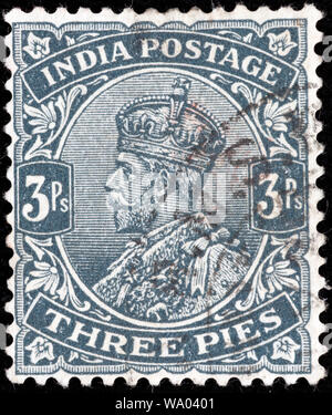 Le roi George V (1910-1936), timbre-poste, l'Inde, 1912 Banque D'Images