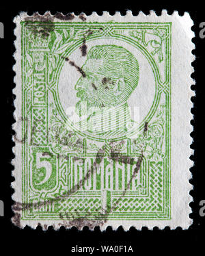 Ferdinand I, Roi de France (1914-1927), timbre-poste, Roumanie, 1920 Banque D'Images