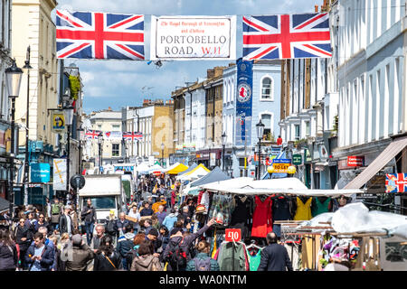 Le marché de Portobello, Notting Hill, London- Royaume-Uni Banque D'Images