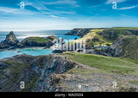 Paysage côtier spectaculaire à Kynance Cove sur la péninsule du Lézard dans le sud de Cornwall, Angleterre, Royaume-Uni. Banque D'Images