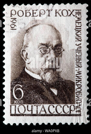 Robert Koch (1843-1910), microbiologiste allemand, timbre-poste, Russie, URSS, 1961 Banque D'Images