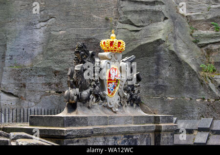 Armoiries des rois de Saxe et de la Pologne à la forteresse de Königstein Banque D'Images