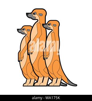 Les suricates caricature de la famille. Petite mangouste. vector illustration Illustration de Vecteur