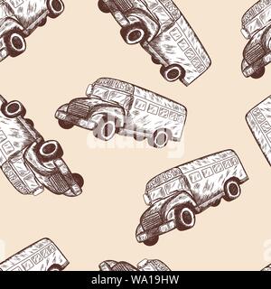 Bus de l'école sans couture. Doodle Croquis Retour à l'école du design. Vector Illustration. Illustration de Vecteur