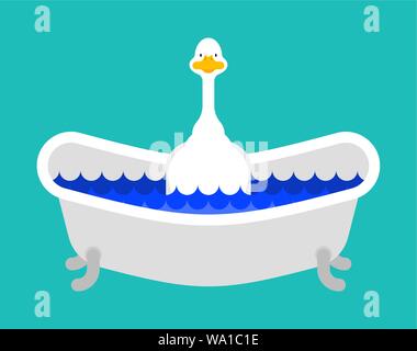 Oies en baignoire. baignoire isolée cartoon vector illustration Illustration de Vecteur