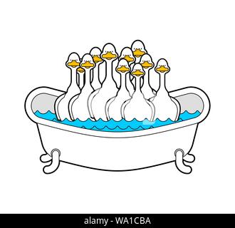 Oies en baignoire. baignoire isolée cartoon vector illustration Illustration de Vecteur