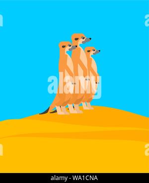 Les suricates famille sur la colline parlementaire. Petite mangouste. vector illustration Illustration de Vecteur