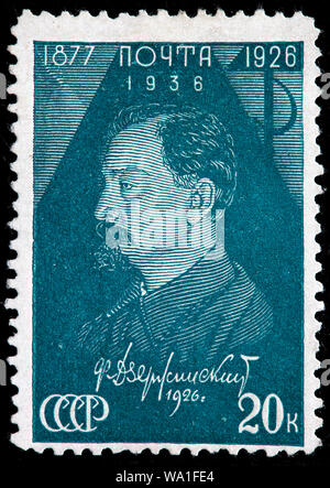 Félix Dzerjinski (1877-1926), révolutionnaire bolchevik, timbre-poste, Russie, URSS, 1936 Banque D'Images